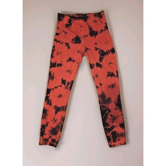 lululemon athletica Pants - Lululemon Wunder Train High Rise Tight 25” Size 6 Tie Dye Carnation Red Black